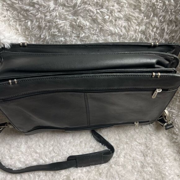 Bellino Black Soft Leather Business office Bag Adjustable Strap - Picture 6 of 13